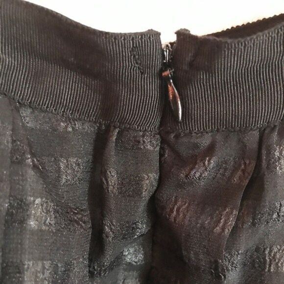 Elle Black Pleated Layered Sheer Checkered Overlay Midi Skirt Size 8 Medium - Picture 5 of 7